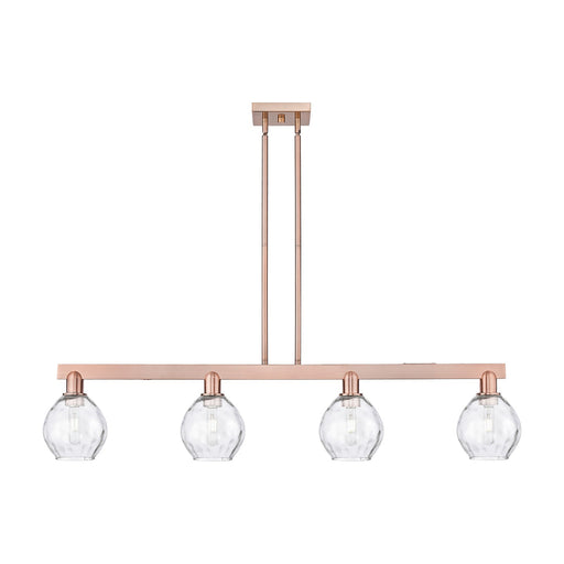 Innovations Waverly 49in 4-Light Island Light | Industrial Antique Copper Steel and Clear Glass | Kitchen Island & Dining Room | Model 716-4I-AC-G362