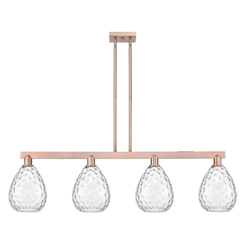 Innovations Waverly 51in 4-Light Island Light | Industrial Antique Copper Steel and Clear Glass | Kitchen Island & Dining Room | Model 716-4I-AC-G372