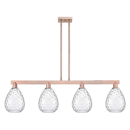 Innovations Waverly 51in 4-Light Island Light | Industrial Antique Copper Steel and Clear Glass | Kitchen Island & Dining Room | Model 716-4I-AC-G372