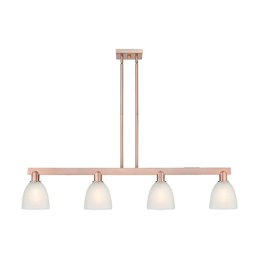 Innovations Castile 49in 4-Light Island Light | Industrial Antique Copper Steel and White Glass | Kitchen Island & Dining Room | Model 716-4I-AC-G381