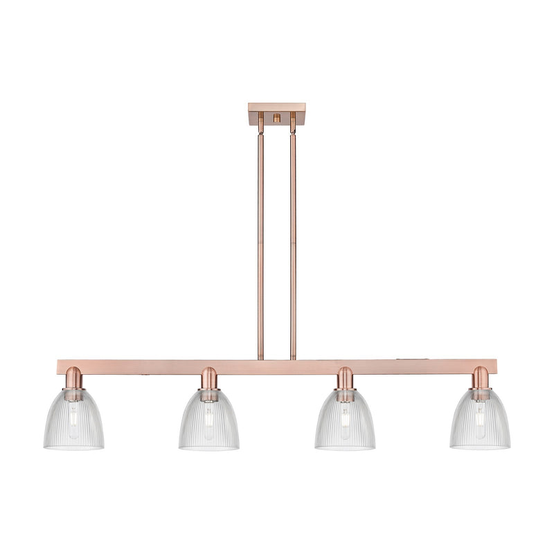 Innovations Castile 49in 4-Light Island Light | Industrial Antique Copper Steel and Clear Glass | Kitchen Island & Dining Room | Model 716-4I-AC-G382