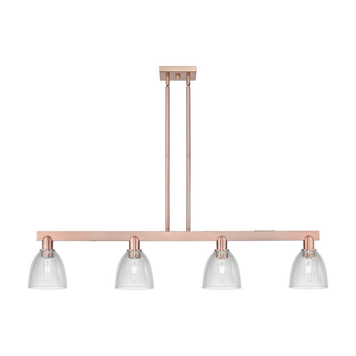 Innovations Castile 49in 4-Light Island Light | Industrial Antique Copper Steel and Clear Glass | Kitchen Island & Dining Room | Model 716-4I-AC-G382