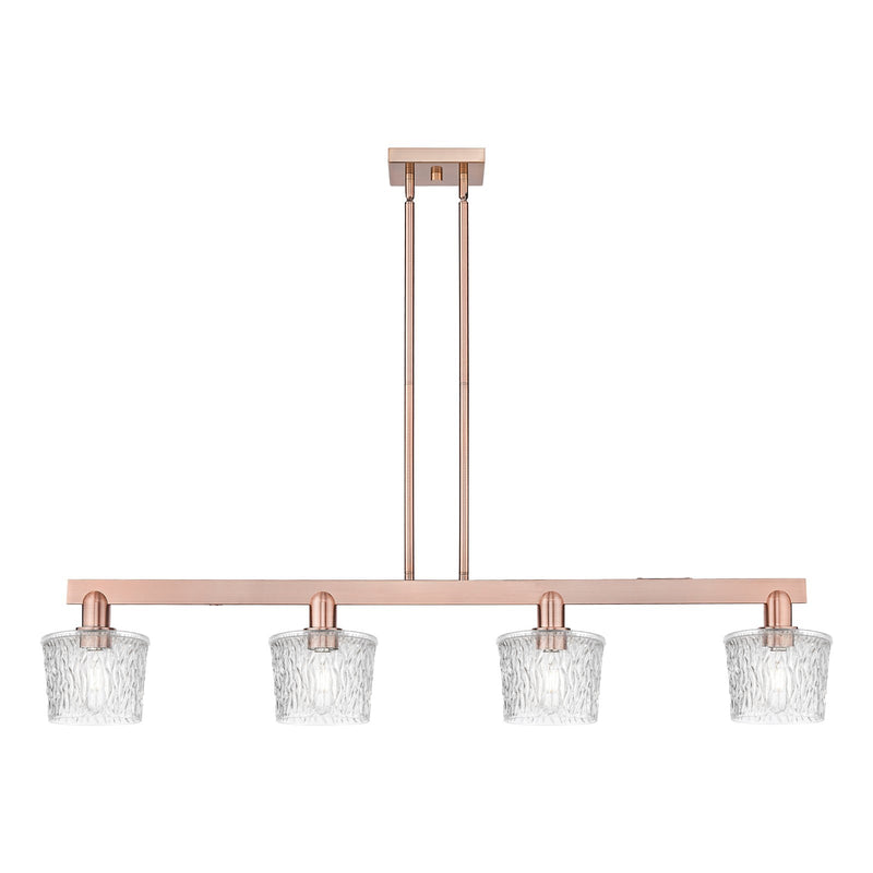 Innovations Niagara 49in 4-Light Island Light | Industrial Antique Copper Steel and Clear Glass | Kitchen Island & Dining Room | Model 716-4I-AC-G402