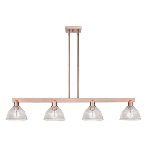 Innovations Lighting Arietta 51in 4-Light Island Light | Industrial Antique Copper Steel and Clear Glass | Kitchen Island & Dining | Model 716-4I-AC-G422