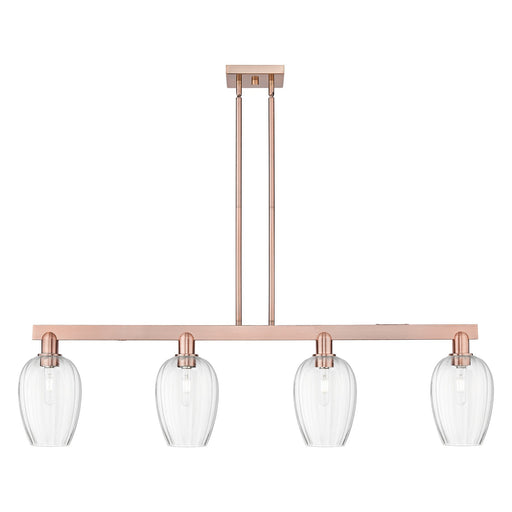 Innovations Preston Flute 49in 4-Light Island Light | Industrial Antique Copper Steel and Clear Glass | Kitchen Island | Model 716-4I-AC-G457-6CL