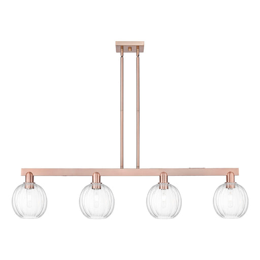 Innovations Preston Globe 50in 4-Light Island Light | Industrial Antique Copper and Clear Glass | Kitchen Island & Dining Room | Model 716-4I-AC-G458-7CL
