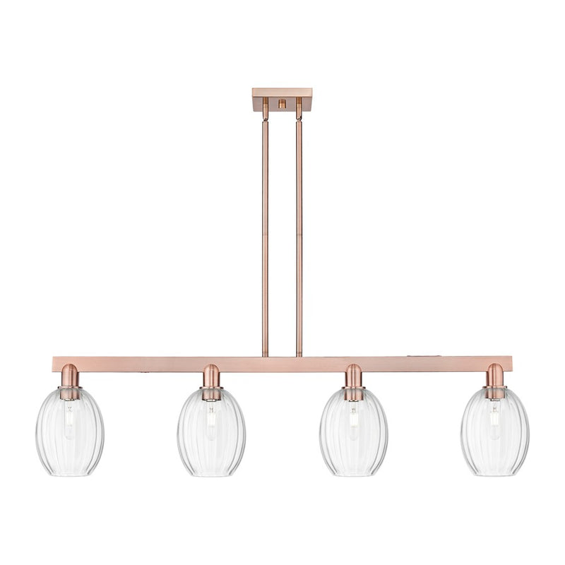 Innovations Preston 4Lt 48" Bell Stem Island, Copper/Clear - 716-4I-AC-G459-6CL