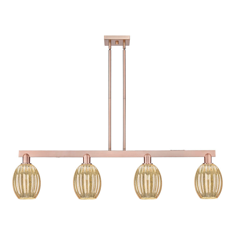 Innovations Preston Bulb 49in 4-Light Island Light | Industrial Antique Copper Steel and Mercury Glass | Kitchen Island & | Model 716-4I-AC-G459-6ME