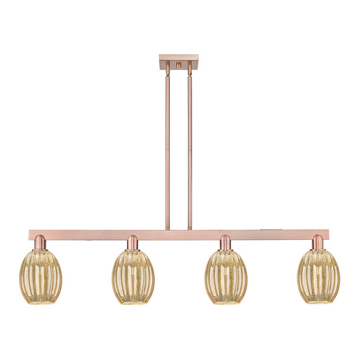 Innovations Preston Bulb 49in 4-Light Island Light | Industrial Antique Copper Steel and Mercury Glass | Kitchen Island & | Model 716-4I-AC-G459-6ME