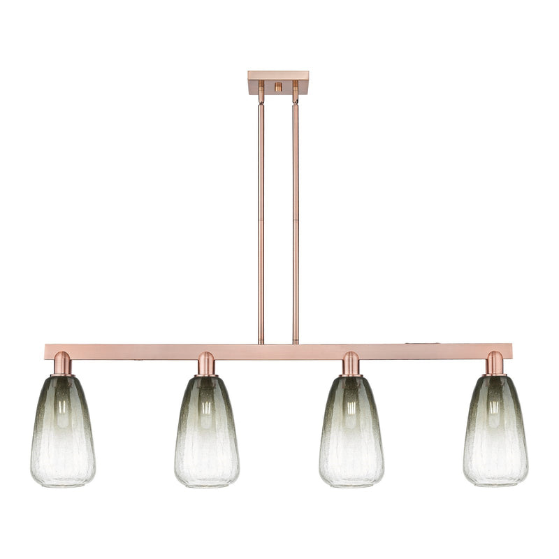 Innovations Brookhaven Almond 48.75in 4-Light Island Light | Industrial Antique Copper Steel and Slate Glass | Kitchen Island | Model 716-4I-AC-G480-6SL