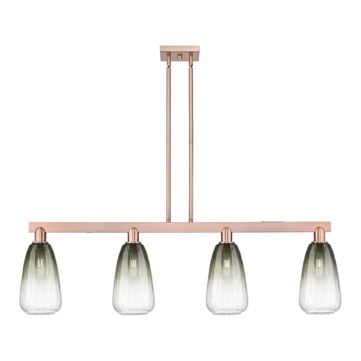 Innovations Brookhaven Almond 48.75in 4-Light Island Light | Industrial Antique Copper Steel and Slate Glass | Kitchen Island | Model 716-4I-AC-G480-6SL