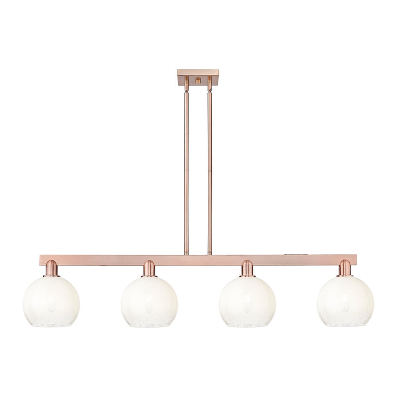 Innovations Brookhaven Globe 50.75in 4-Light Island Light | Industrial Antique Copper Steel and Opal Glass | Kitchen Island | Model 716-4I-AC-G483-8OP