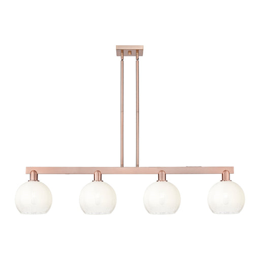 Innovations Brookhaven Globe 50.75in 4-Light Island Light | Industrial Antique Copper Steel and Opal Glass | Kitchen Island | Model 716-4I-AC-G483-8OP