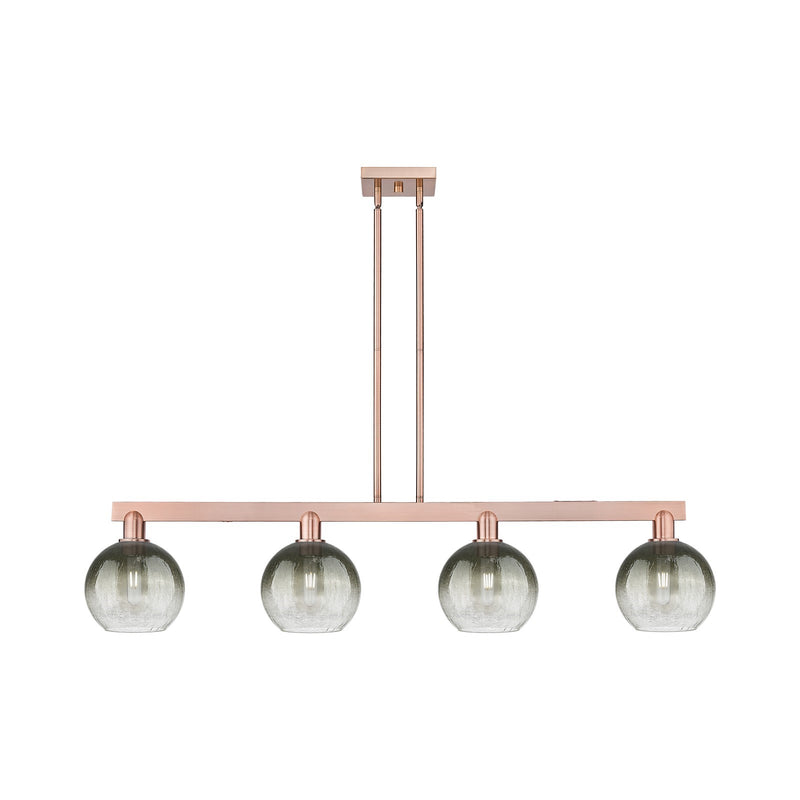 Innovations Brookhaven Globe 50.625in 4-Light Island Light | Industrial Antique Copper Steel and Slate Glass | Kitchen Island & | Model 716-4I-AC-G483-8SL