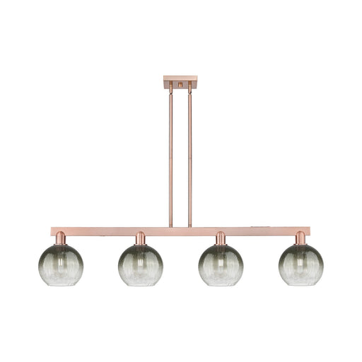 Innovations Brookhaven Globe 50.625in 4-Light Island Light | Industrial Antique Copper Steel and Slate Glass | Kitchen Island & | Model 716-4I-AC-G483-8SL