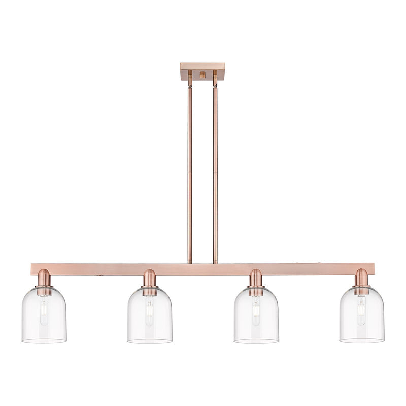 Innovations Bella 48in 4-Light Island Light | Industrial Antique Copper Steel and Clear Glass | Kitchen Island & Dining Room | Model 716-4I-AC-G558-6CL