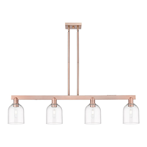 Innovations Bella 48in 4-Light Island Light | Industrial Antique Copper Steel and Clear Glass | Kitchen Island & Dining Room | Model 716-4I-AC-G558-6CL