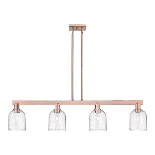 Innovations Bella 48in 4-Light Island Light | Industrial Antique Copper Steel and Seedy Glass | Kitchen Island & Dining Room | Model 716-4I-AC-G558-6SDY