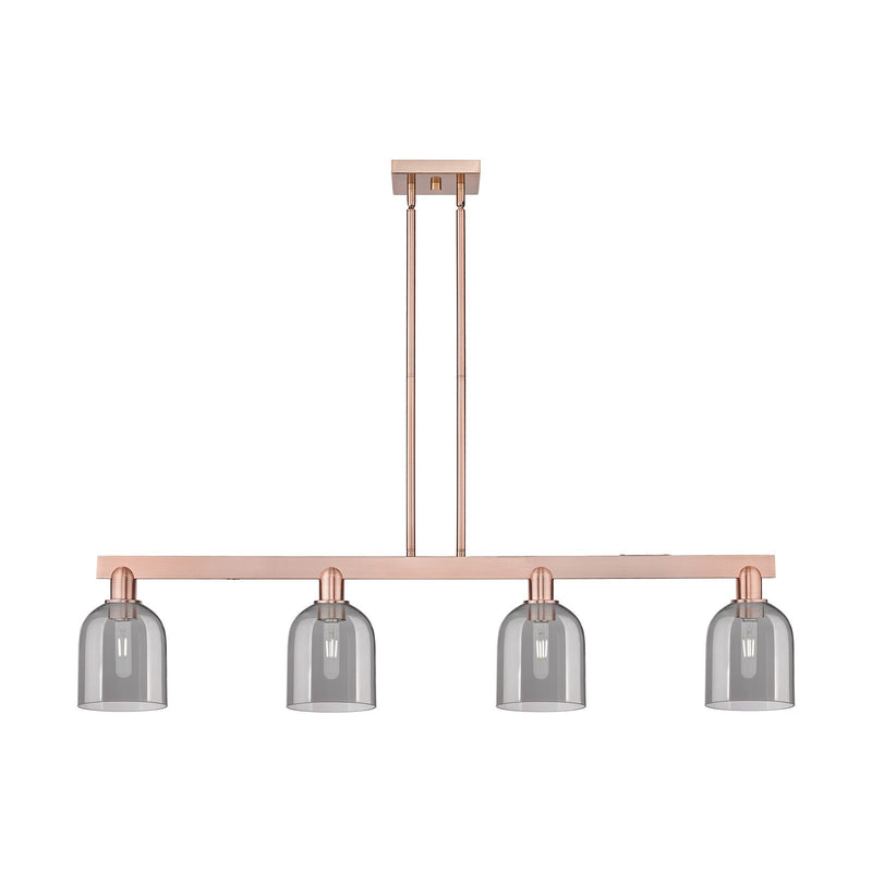 Innovations Bella 48in 4-Light Island Light | Industrial Antique Copper and Light Smoke Glass | Kitchen Island | Model 716-4I-AC-G558-6SM