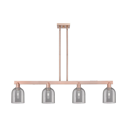 Innovations Bella 48in 4-Light Island Light | Industrial Antique Copper and Light Smoke Glass | Kitchen Island | Model 716-4I-AC-G558-6SM