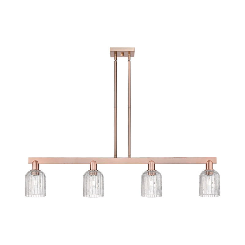 Innovations Bridal Veil 48in 4-Light Island Light | Industrial Antique Copper Steel and Clear Ribbed Glass | Kitchen Island & | Model 716-4I-AC-G559-5CL