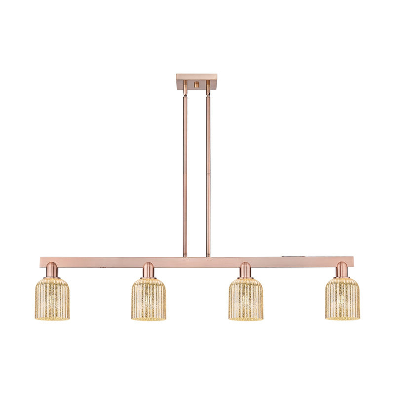 Innovations Bridal Veil 48in 4-Light Island Light | Industrial Antique Copper Steel and Mercury Ribbed Glass | Kitchen Island & | Model 716-4I-AC-G559-5ME