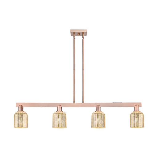 Innovations Bridal Veil 48in 4-Light Island Light | Industrial Antique Copper Steel and Mercury Ribbed Glass | Kitchen Island & | Model 716-4I-AC-G559-5ME