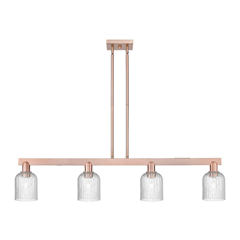 Innovations Bridal Veil 48in 4-Light Island Light | Industrial Antique Copper Steel and Seedy Glass | Kitchen Island & Dining | Model 716-4I-AC-G559-5SDY