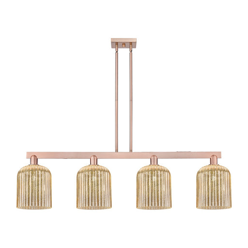 Innovations Bridal Veil 51in 4-Light Island Light | Industrial Antique Copper Steel and Mercury Ribbed Glass | Kitchen Island & | Model 716-4I-AC-G559-8ME