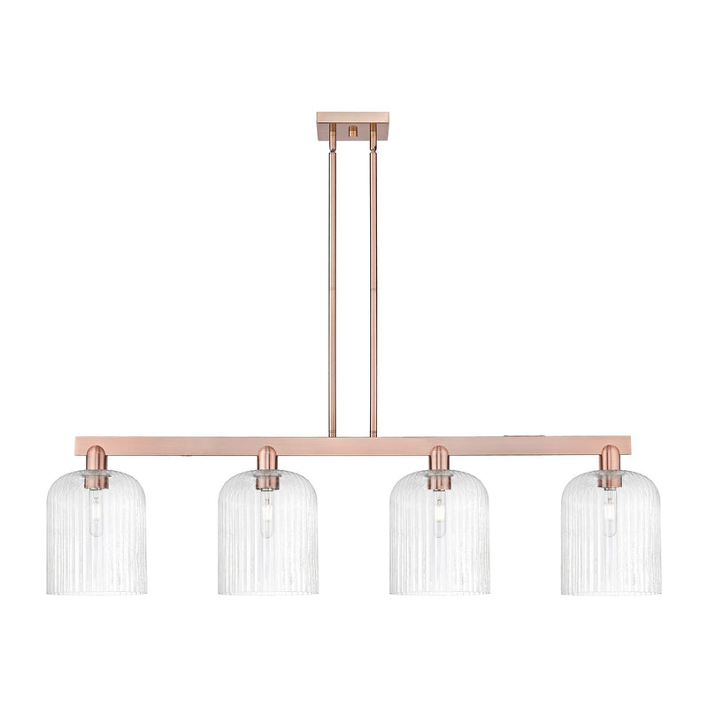 Innovations Bridal Veil 51in 4-Light Island Light | Industrial Antique Copper Steel and Seedy Ribbed Glass | Kitchen Island & | Model 716-4I-AC-G559-8SDY