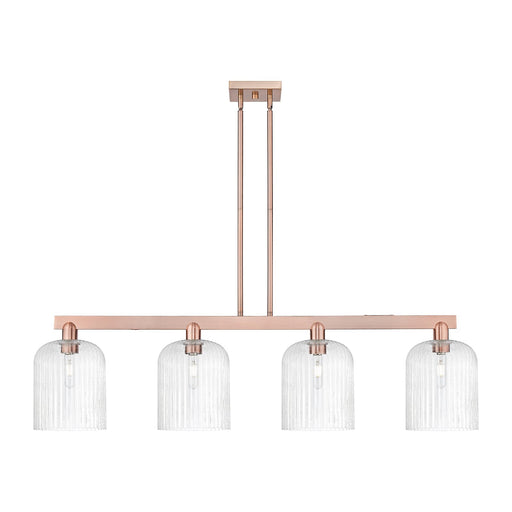 Innovations Bridal Veil 51in 4-Light Island Light | Industrial Antique Copper Steel and Seedy Ribbed Glass | Kitchen Island & | Model 716-4I-AC-G559-8SDY