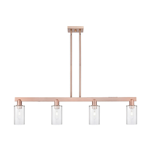 Innovations Clymer 47in 4-Light Island Light | Industrial Antique Copper Steel and Clear Glass | Kitchen Island | 46.62 x 9.75 in | Model 716-4I-AC-G802