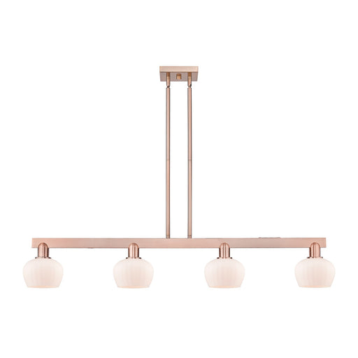 Innovations Fenton 49in 4-Light Island Light | Industrial Antique Copper Steel and Matte White Glass | Kitchen Island | Model 716-4I-AC-G91