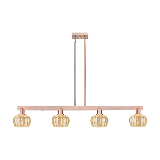Innovations Fenton 49in 4-Light Island Light | Industrial Antique Copper Steel and Mercury Ribbed Glass | Kitchen Island | Model 716-4I-AC-G96