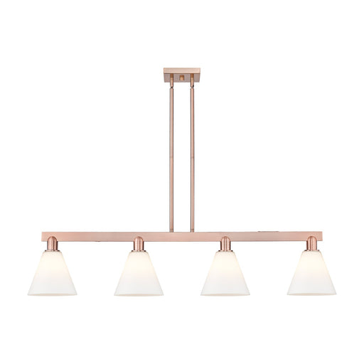 Innovations Berkshire Glass 51in 4-Light Island Light | Industrial Antique Copper Steel and Matte White Glass | Kitchen Island & | Model 716-4I-AC-GBC-81