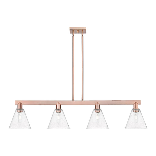 Innovations Berkshire Glass 51in 4-Light Island Light | Industrial Antique Copper Steel and Seedy Glass | Kitchen Island | Model 716-4I-AC-GBC-84