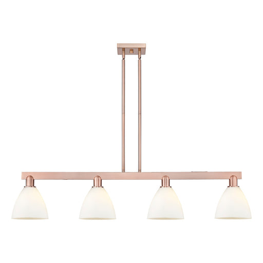 Innovations Bristol 50in 4-Light Island Light | Industrial Antique Copper Steel and Matte White Glass | Kitchen Island & Dining | Model 716-4I-AC-GBD-751