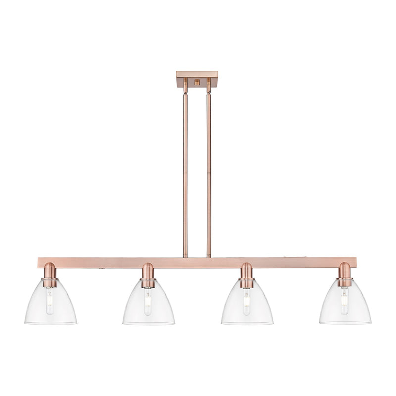 Innovations Bristol 50in 4-Light Island Light | Industrial Antique Copper Steel and Clear Glass | Kitchen Island & Dining Room | Model 716-4I-AC-GBD-752