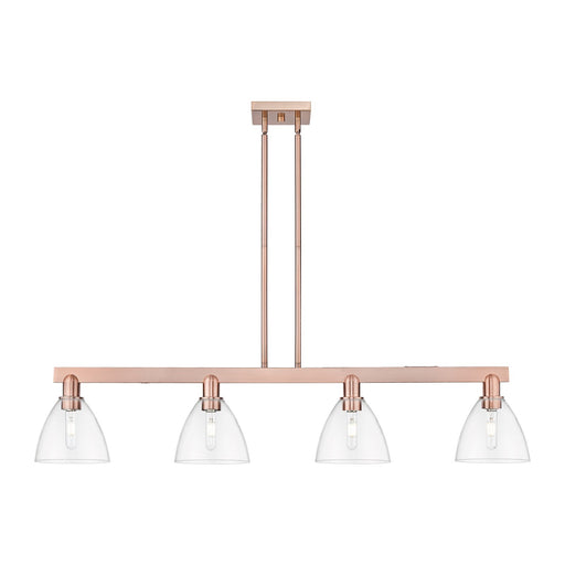 Innovations Bristol 50in 4-Light Island Light | Industrial Antique Copper Steel and Clear Glass | Kitchen Island & Dining Room | Model 716-4I-AC-GBD-752