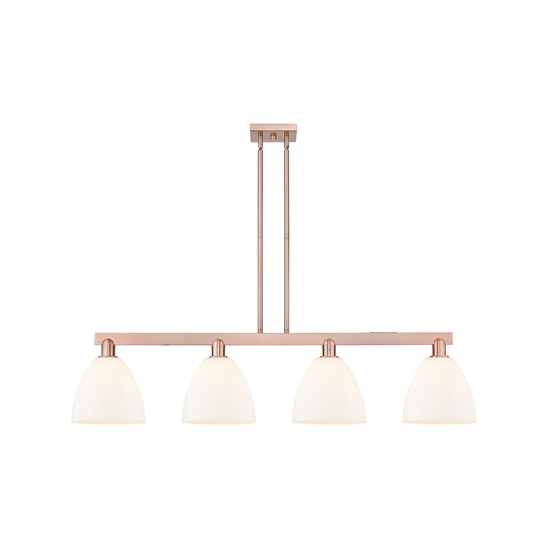 Innovations Bristol 52in 4-Light Island Light | Industrial Antique Copper Steel and Matte White Glass | Kitchen Island & Dining | Model 716-4I-AC-GBD-91