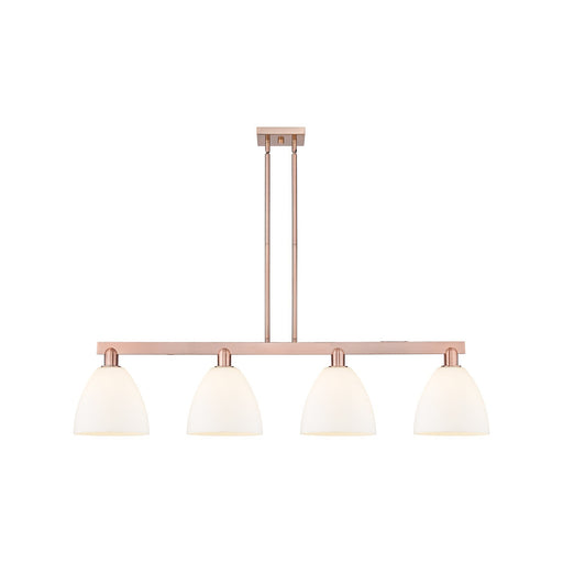 Innovations Bristol 52in 4-Light Island Light | Industrial Antique Copper Steel and Matte White Glass | Kitchen Island & Dining | Model 716-4I-AC-GBD-91
