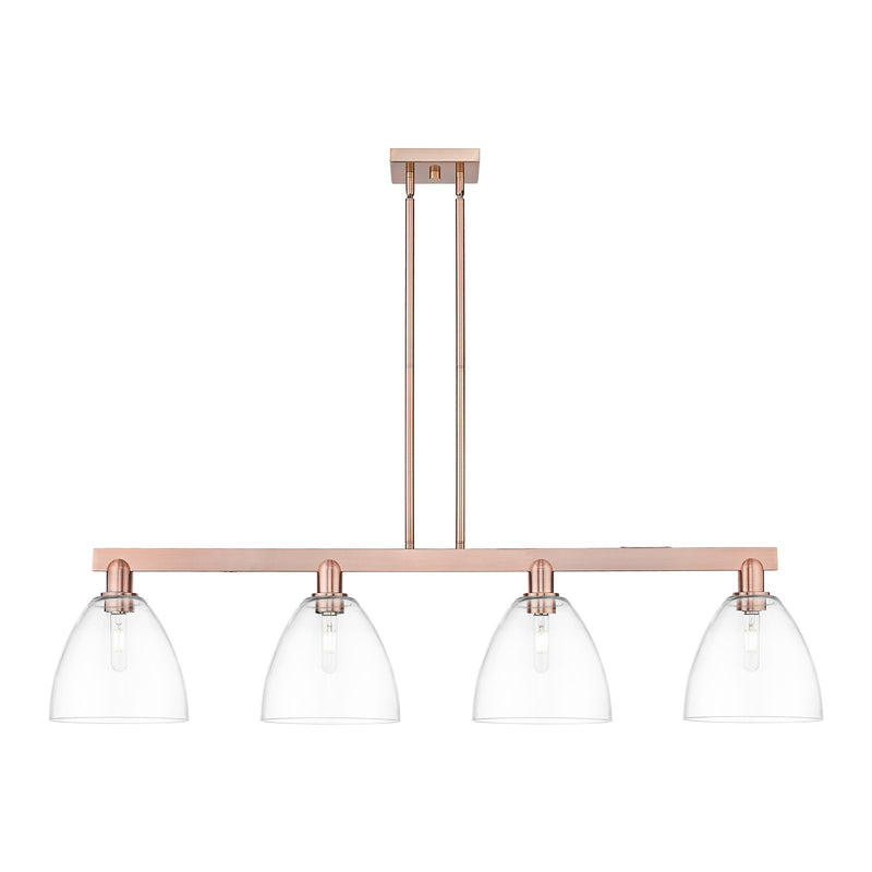 Innovations Bristol 52in 4-Light Island Light | Industrial Antique Copper Steel and Clear Glass | Kitchen Island & Dining Room | Model 716-4I-AC-GBD-92