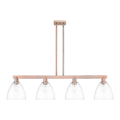 Innovations Bristol 52in 4-Light Island Light | Industrial Antique Copper Steel and Clear Glass | Kitchen Island & Dining Room | Model 716-4I-AC-GBD-92