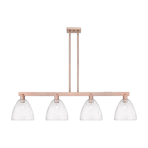 Innovations Bristol 52in 4-Light Island Light | Industrial Antique Copper Steel and Seedy Glass | Kitchen Island & Dining Room | Model 716-4I-AC-GBD-94