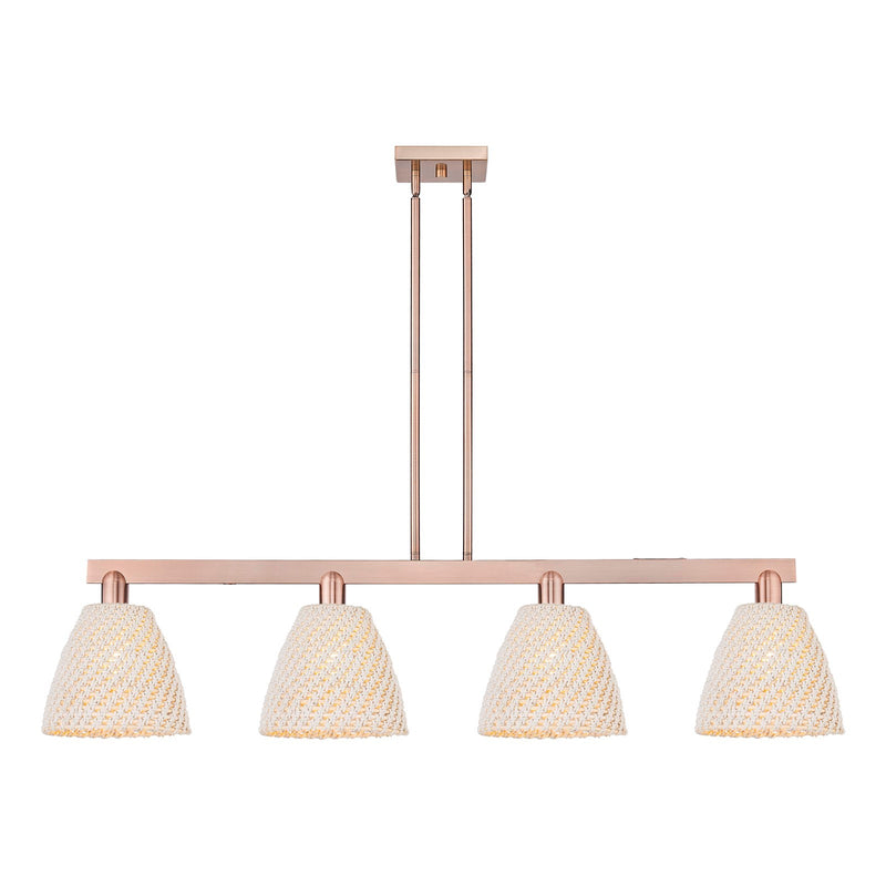Innovations Bristol Natural 52in 4-Light Island Light | Industrial Antique Copper Steel and Natural Fiber Dome Shade | Kitchen | Model 716-4I-AC-NBD-9-NAT