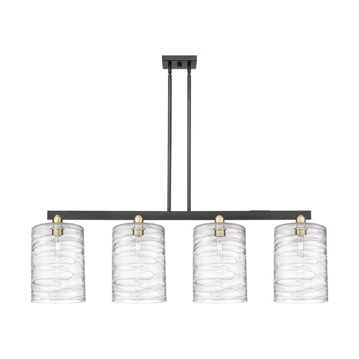 Innovations Cobbleskill 52in 4-Light Island Light | Industrial Black Antique Brass and Deco Swirl Glass | Kitchen Island & | Model 716-4I-BAB-G1113-L
