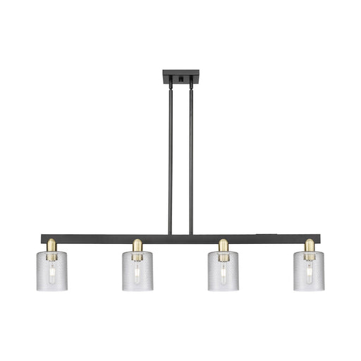 Innovations Cobbleskill 48in 4-Light Island Light | Industrial Black Antique Brass Steel and Clear Glass | Kitchen Island & Dining | Model 716-4I-BAB-G112