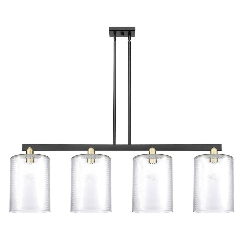 Innovations Cobbleskill 52in 4-Light Island Light | Industrial Black Antique Brass and Clear Glass | Kitchen Island & Dining | Model 716-4I-BAB-G112-L