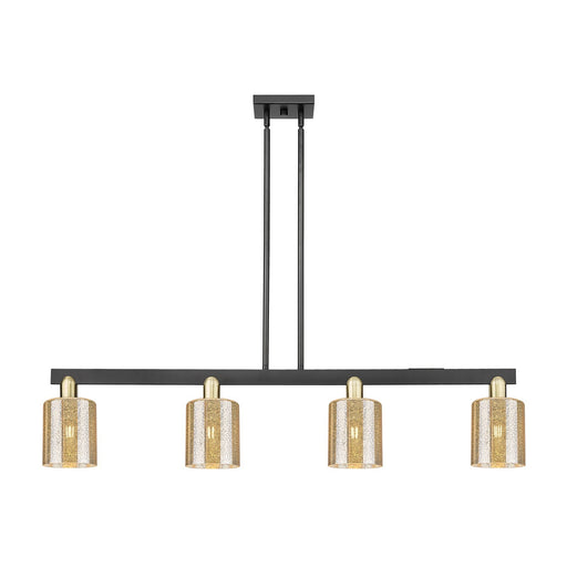 Innovations Cobbleskill 48in 4-Light Island Light | Industrial Black Antique Brass Steel and Mercury Glass | Kitchen Island & | Model 716-4I-BAB-G116