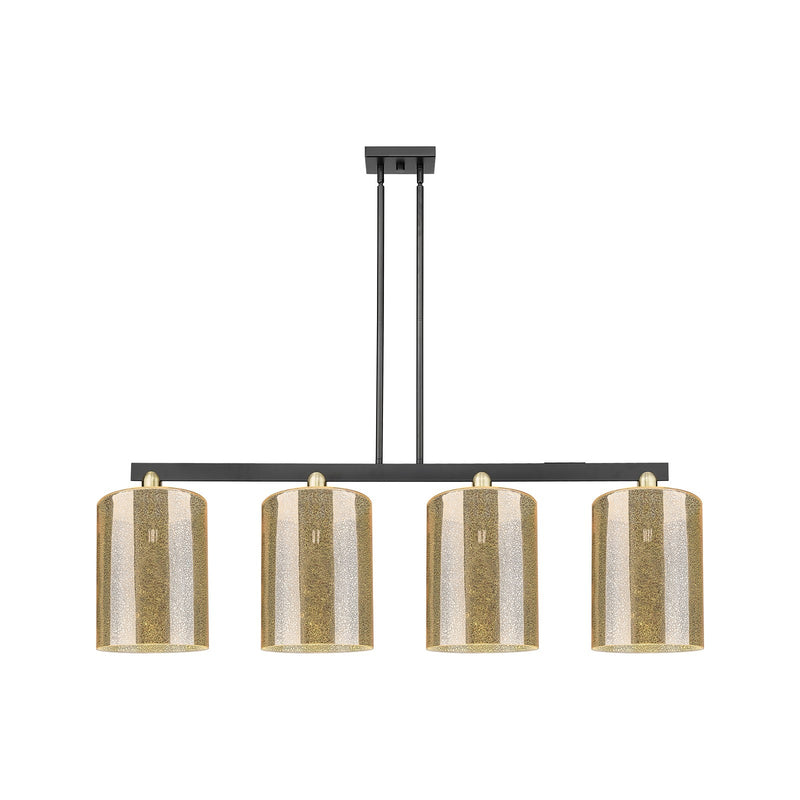 Innovations Cobbleskill 52in 4-Light Island Light | Industrial Black Antique Brass and Mercury Glass | Kitchen Island & Dining | Model 716-4I-BAB-G116-L